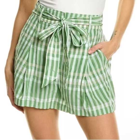 Cinq À Sept Flora Tie Waist Plaid Shorts - Picture 1 of 10